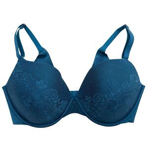 Secret Treasure Womens 38D Back Smoothing Push Up Padded Underwire Lace Bra Blue